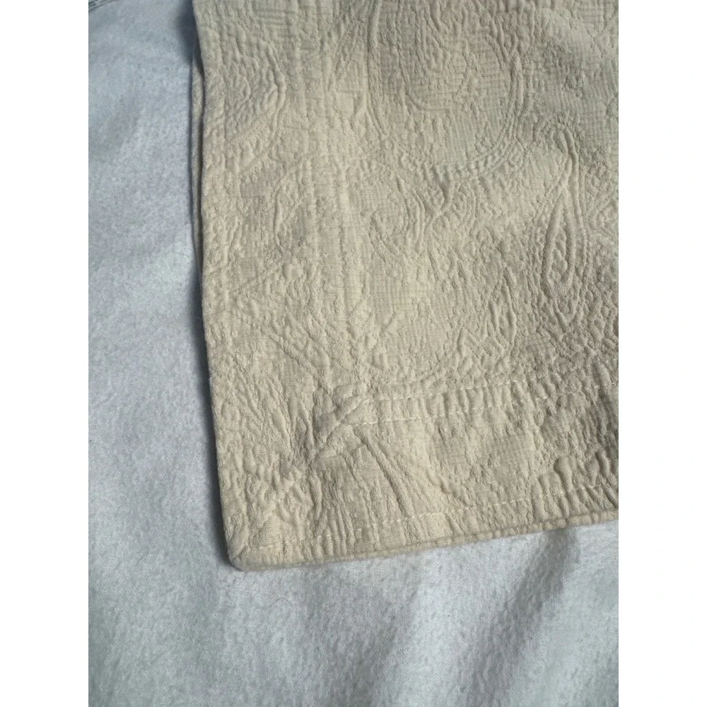 Lands End Home Matelasse Coverlet Set Double Ivory 100% Cotton Paisley Portugal